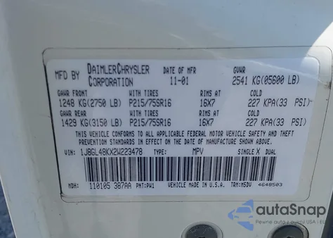 2002 Jeep Liberty Sport z USA, uszkodzony, nr VIN 1J8GL48KX2W223478